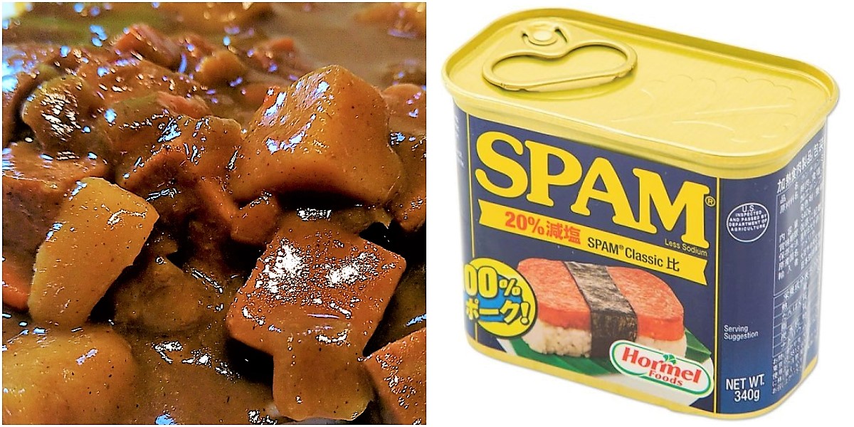 SPAMカレー：実物＆缶詰